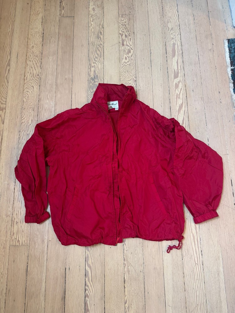 Vintage Eddie Bauer men's red Sac Jac vented hooded windbreaker jacket size L