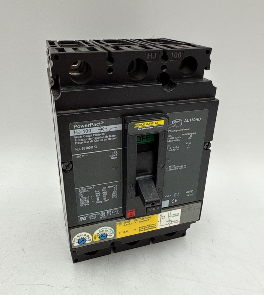 Square D HJL36100M73 Circuit Breaker 100A 3P 600V 3PH HJL 100 Amp 3 Pole