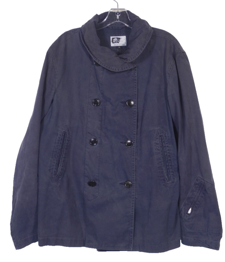 Engineered Garments Navy Blue Cotton Peacoat Jacket Size Large