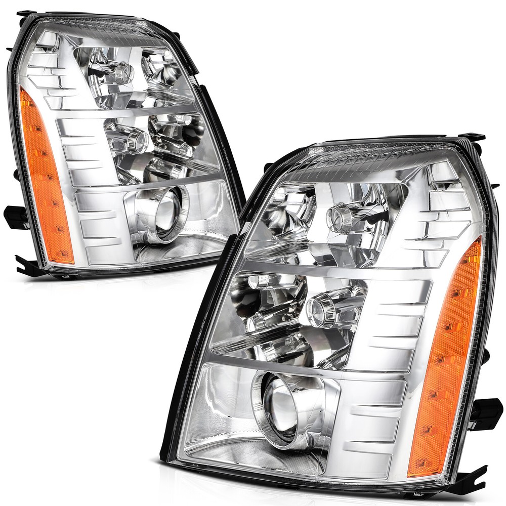 Pair Headlight Assembly For Cadillac Escalade ESV EXT w/Projecctor HID Bulb