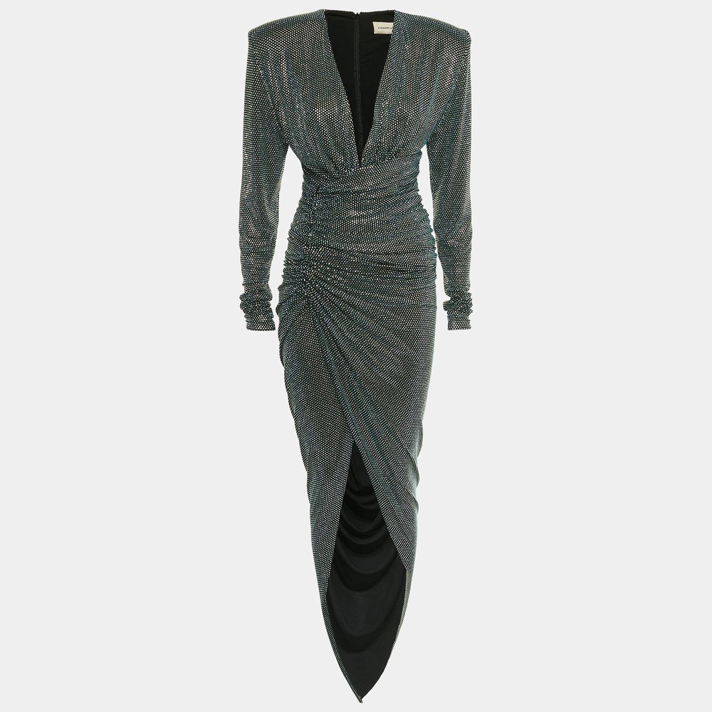 Alexandre Vauthier Green Embellished Jersey Maxi Gown M