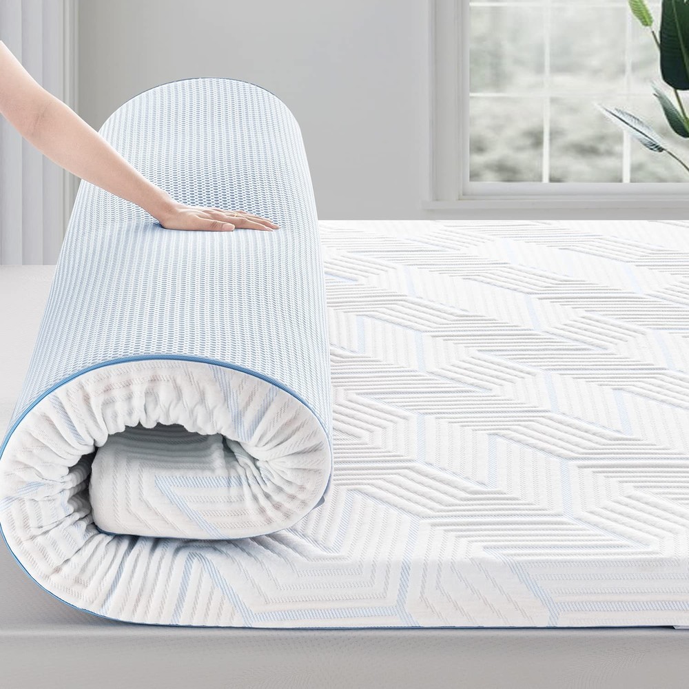 3 Inch Memory Foam Mattress Topper Queen, Gel Copper Infused Bed Toppers, Sof...
