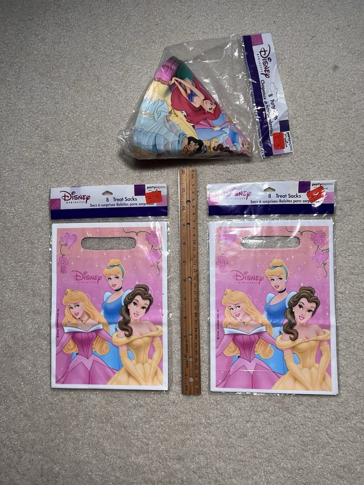 Vintage Disney Princess Party Supplies Hallmark Party Express Hats & Treat Sacks
