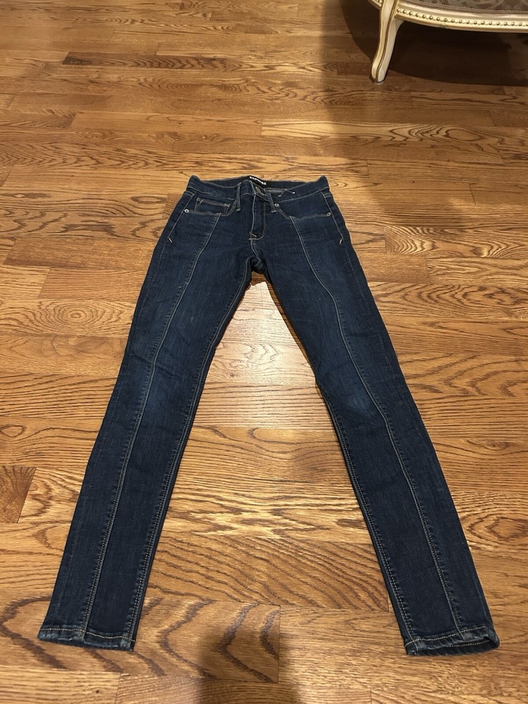 Express Dark Denim Mid Rise Mid Seam Skinny Jeans Size 0R