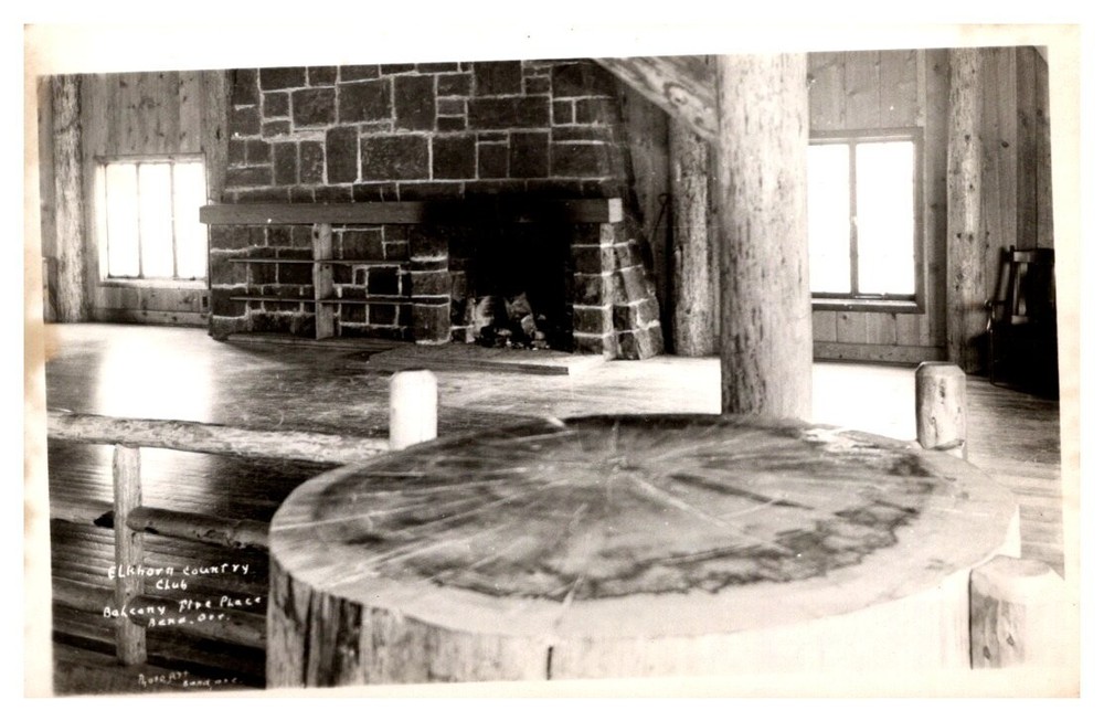 1930s Elkhorn Country Club Fireplace Bend Oregon Vintage Real Photo Postcard