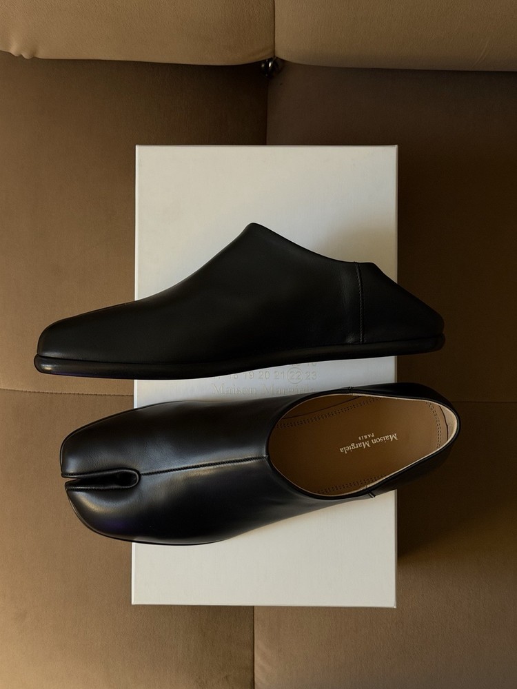 Maison Margiela Tabi Split Toe Black Leather Men's  Babouche Loafers EU 40