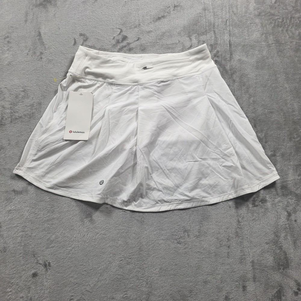 Lululemon Pace Rival Skirt Womens 6 Athleisure Tennis Skort White Lined Athletic