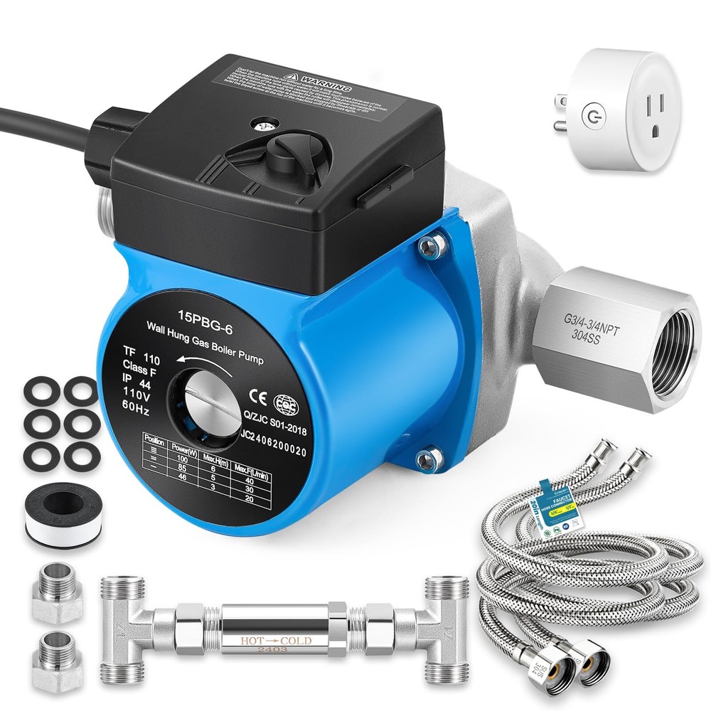 Instant Hot Water Recirculating Pump Kit with 304 Stainless Steel Bypass Valv...