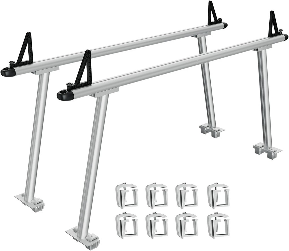 800lbs Aluminum Pick-Up Truck Rack Bed Ladder Rack Fixed Height with C-clamps