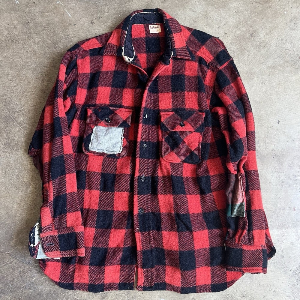 Vintage Big Mike wool flannel shirt thrashed distressed 60s 50s grunge