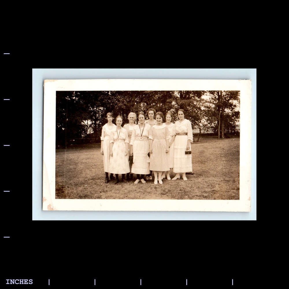 Old Vintage Photo WOMEN STANDING OUTSIDE
