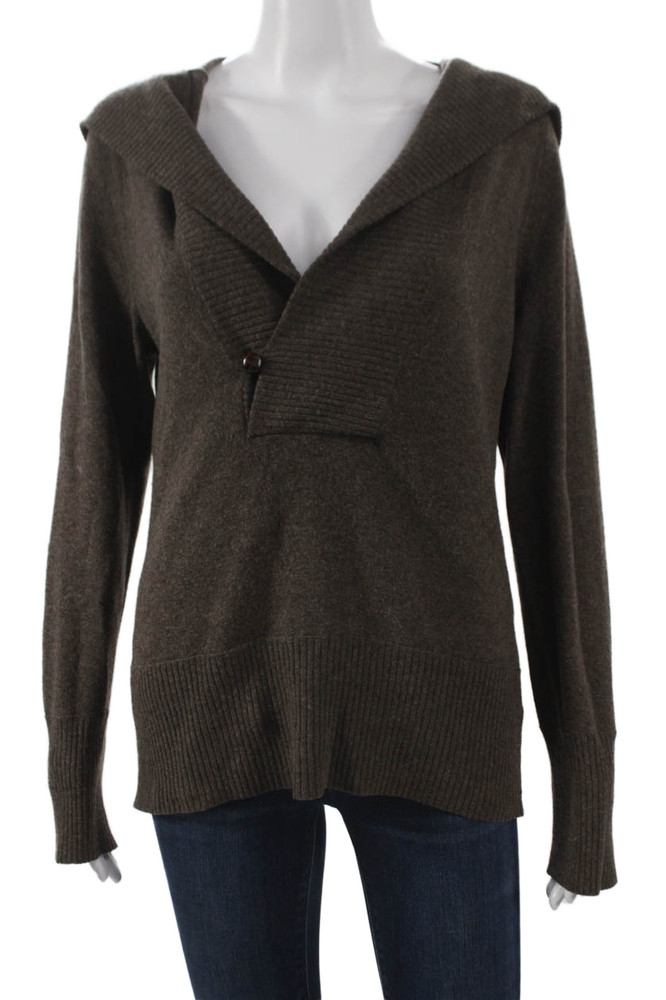 J Crew Womens Collared Wool Pullover Sweater Brown Long Sleeve Size LFree Shipping in US $100+ Orders | $6.95 Orders Below