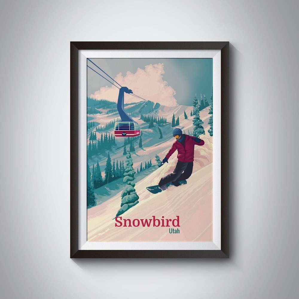 Snowbird Utah Skiing & Snowboarding Wall Art - Salt Lake City Travel Poster