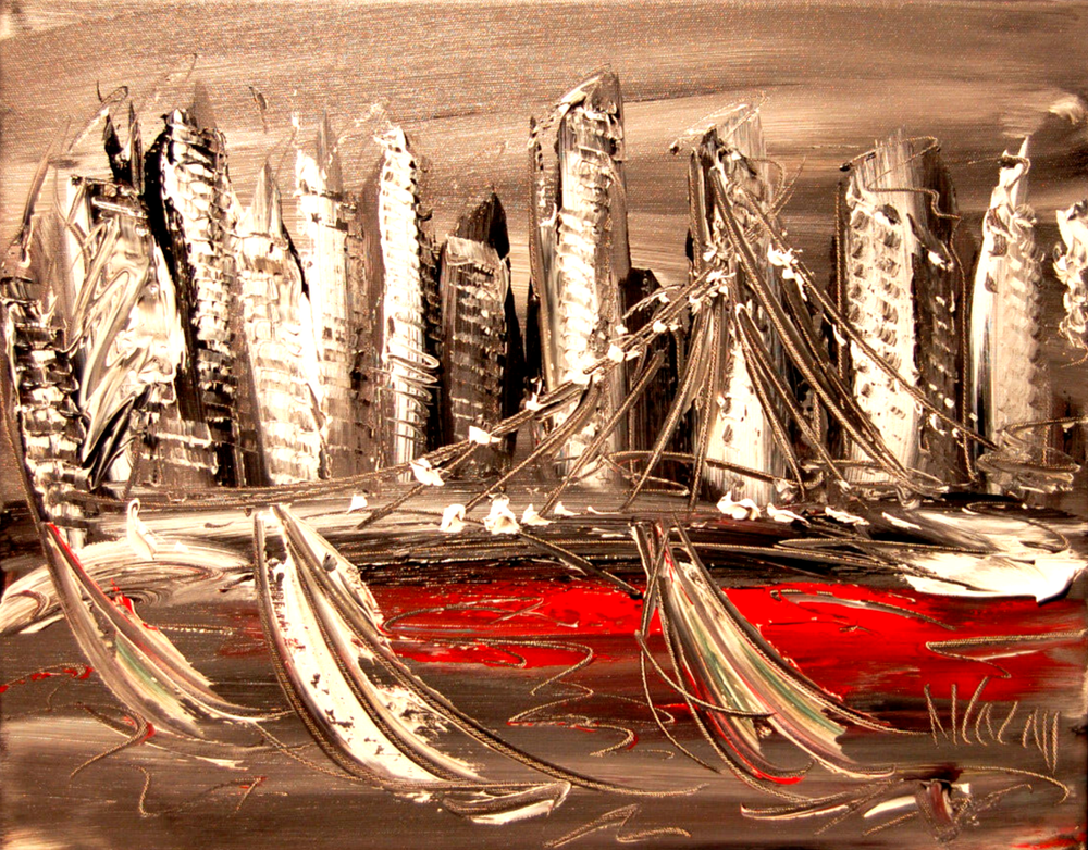 CITYSCAPE   POP ART CREATED IN CANADA   Modern  Original Oil Abstract IGIYGYIG