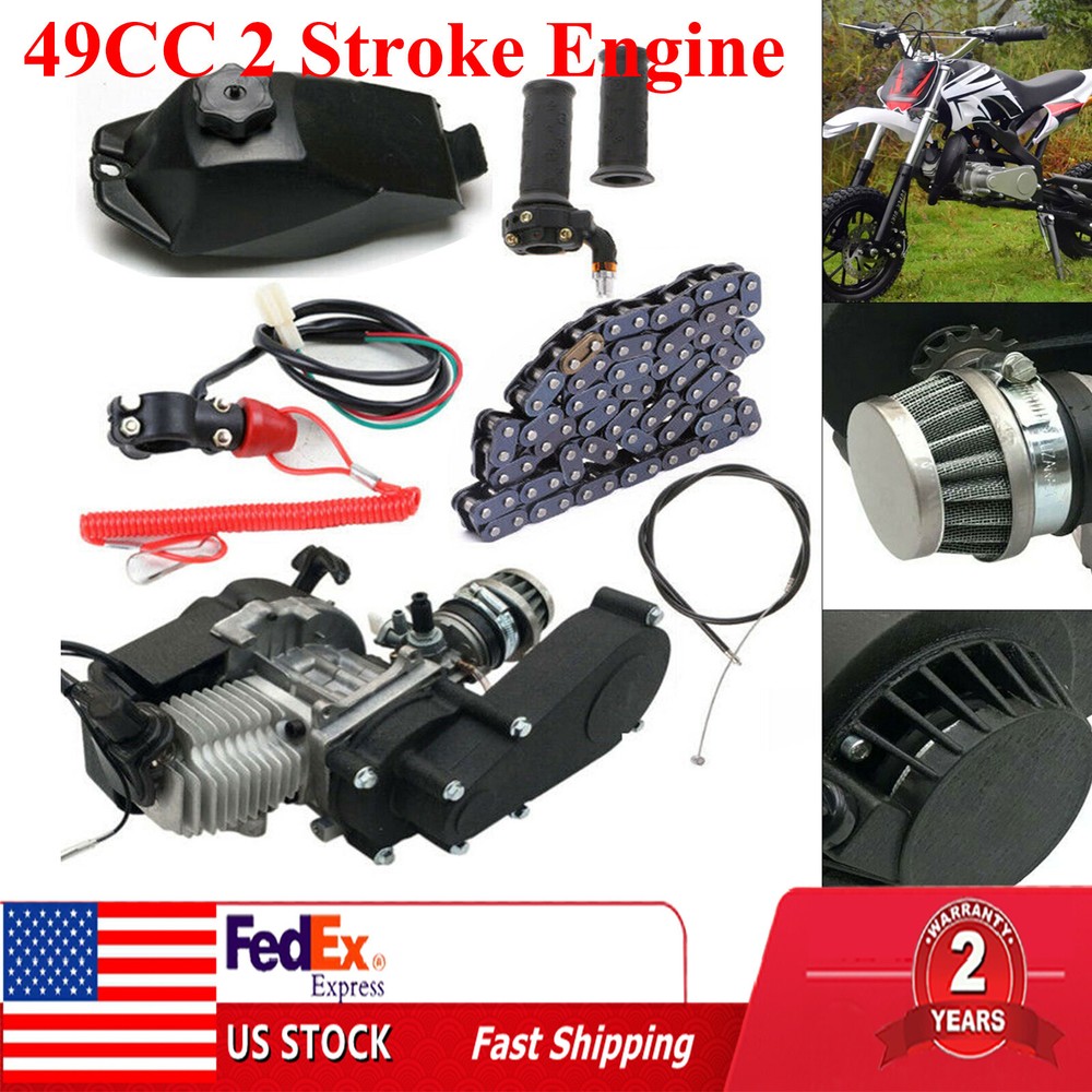 49CC 2 Stroke Engine Motor Kit Pull Start For Pocket Mini Quad Bike ATV Scooter
