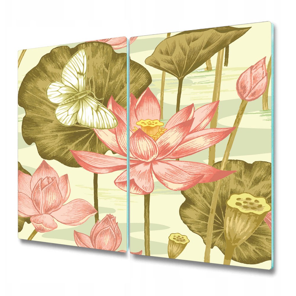 Glass Worktop Saver Retro Floral nature flowers vintage botanical 2x30x52