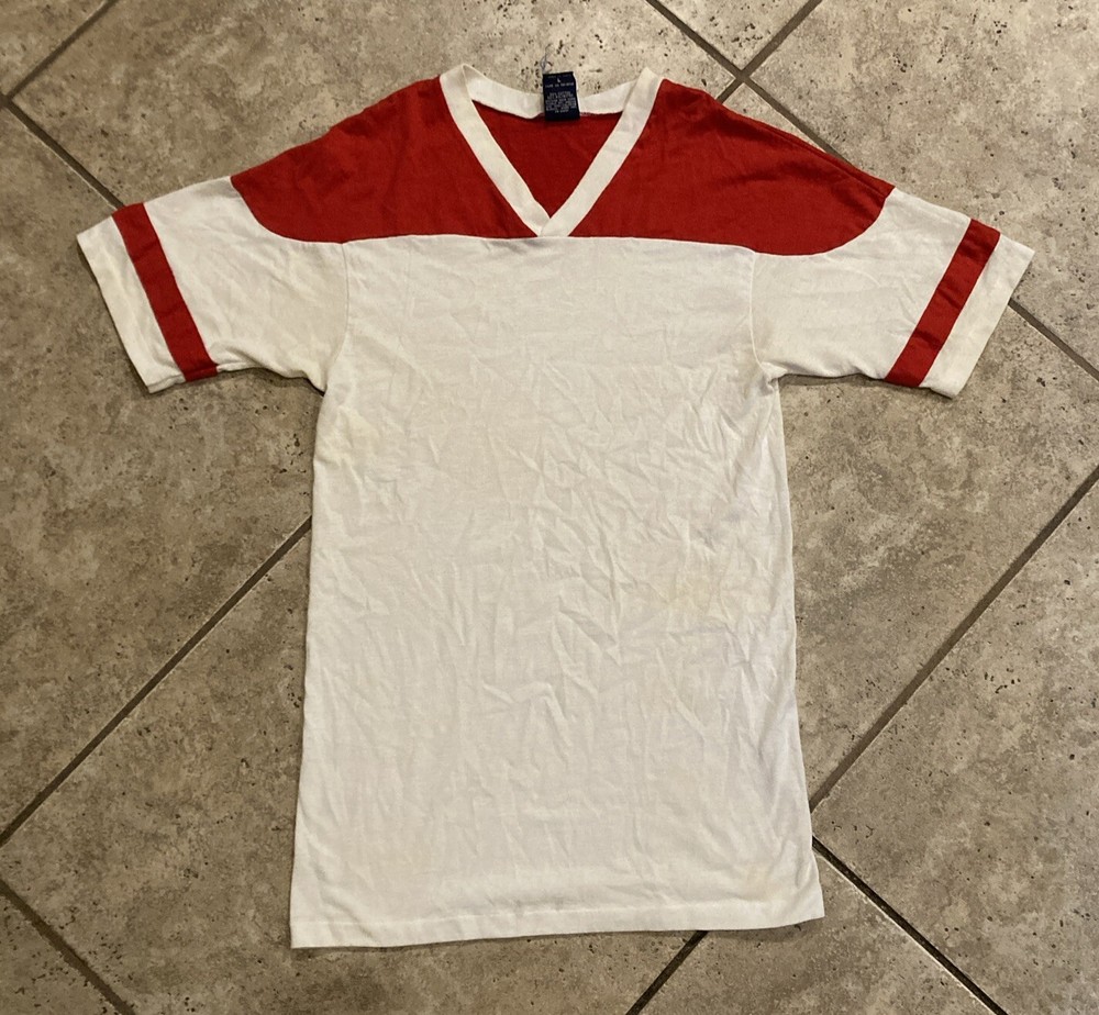 Vintage T Shirt Jersey Style Red & White Size Large