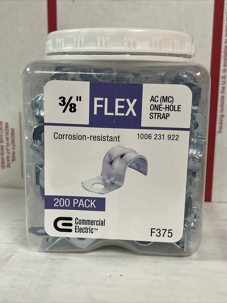 (200 Pcs)FLEX AC BX ONE HOLE STRAP CCP, 3/8