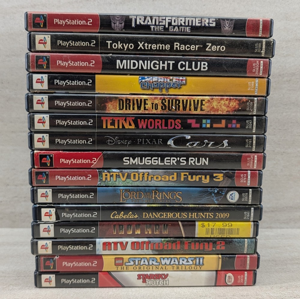 Sony PlayStation 2 PS2 Game Lot Bundle of 15 Star Wars Iron Man Cars Tested