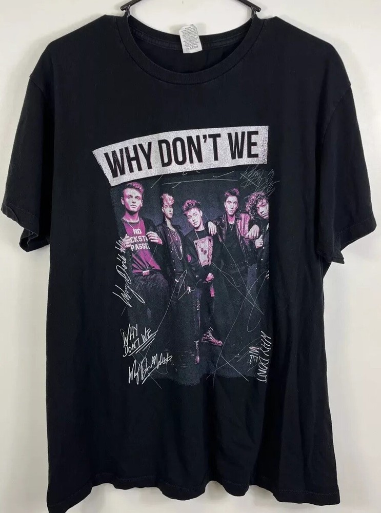 Why Dont We Men T-Shirt Adult XL Black Graphic Boy Band Short Sleeve Crew Neck