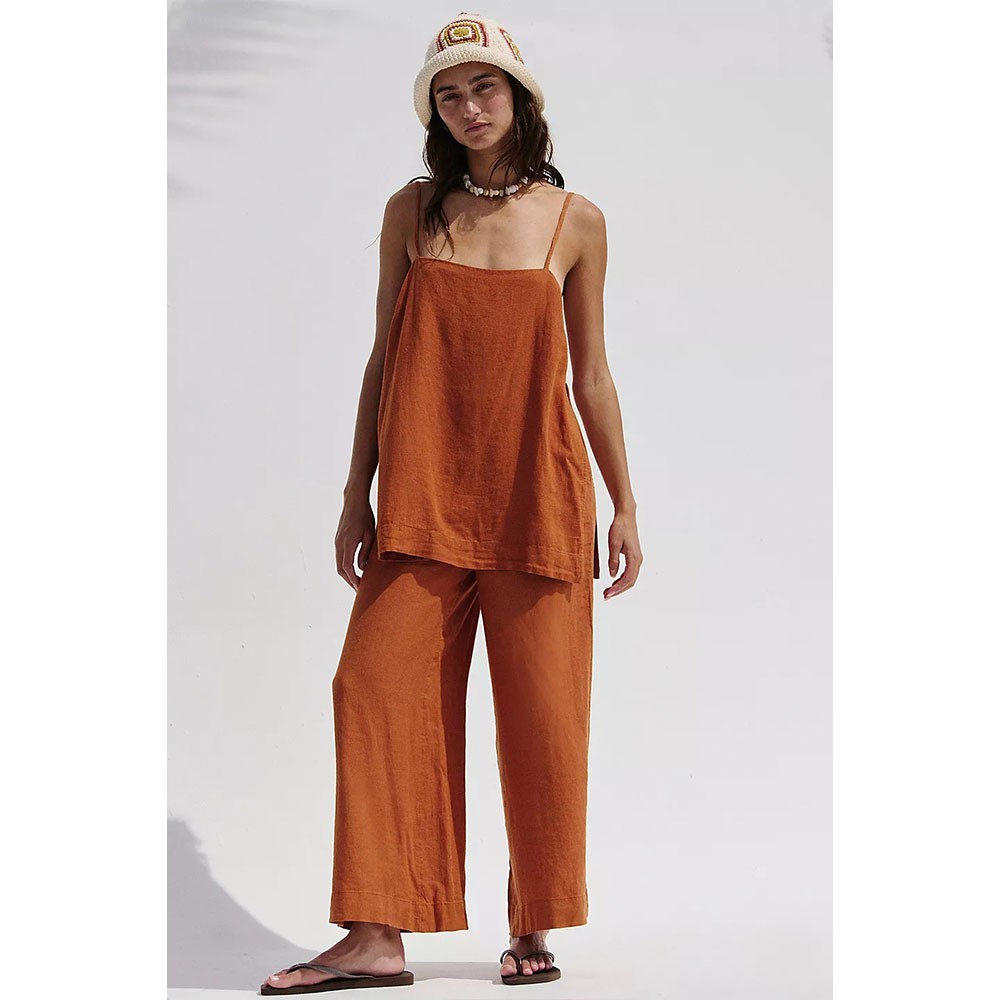 Free People Women's Sightseer Linen Set, Sugar Almond