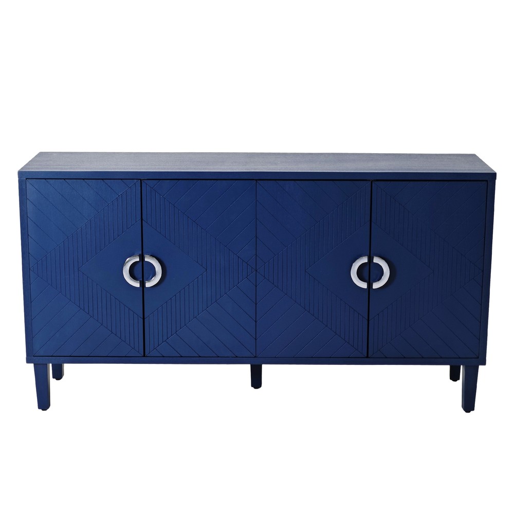 Stylish 4-Door MDF Cabinet with Pine Legs and Storage