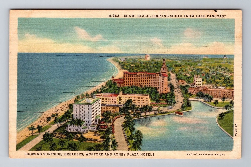 Miami Beach FL-Florida, Aerial Hotels On The Ocean, Vintage Souvenir Postcard