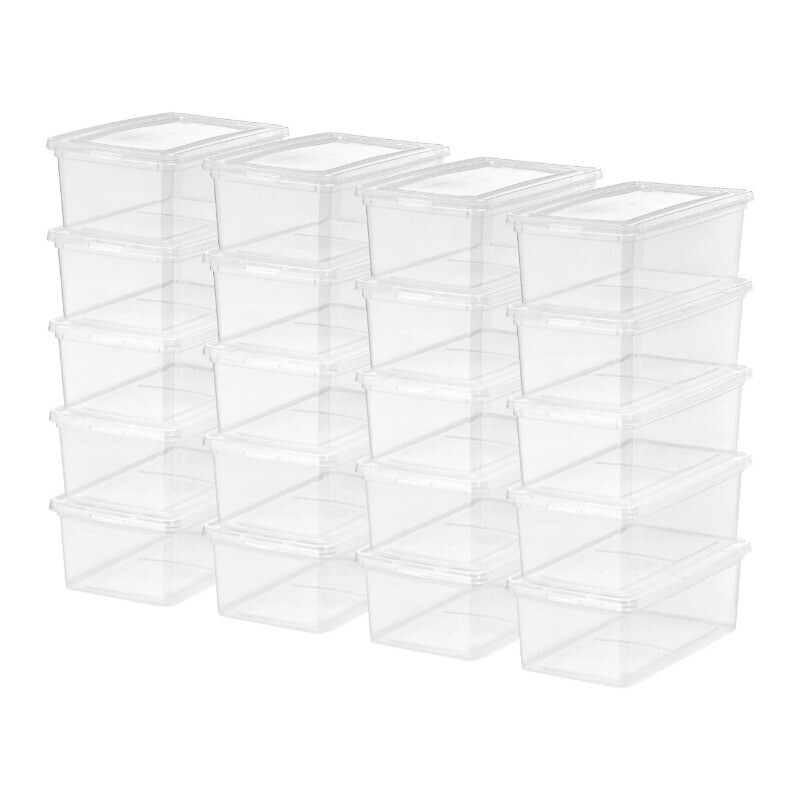 5 Qt Clear Stackable Plastic Storage Bins with Lids - 20-Pack