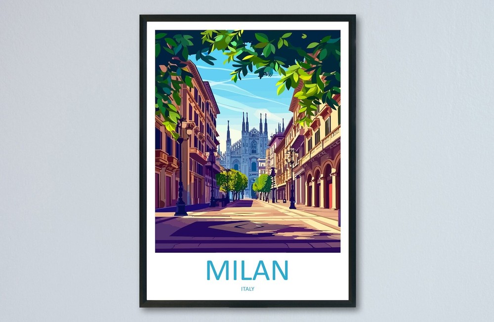 Milan Travel Print Wall Art Milan Wall Hanging Home Dcor Milan Gift Art Lovers