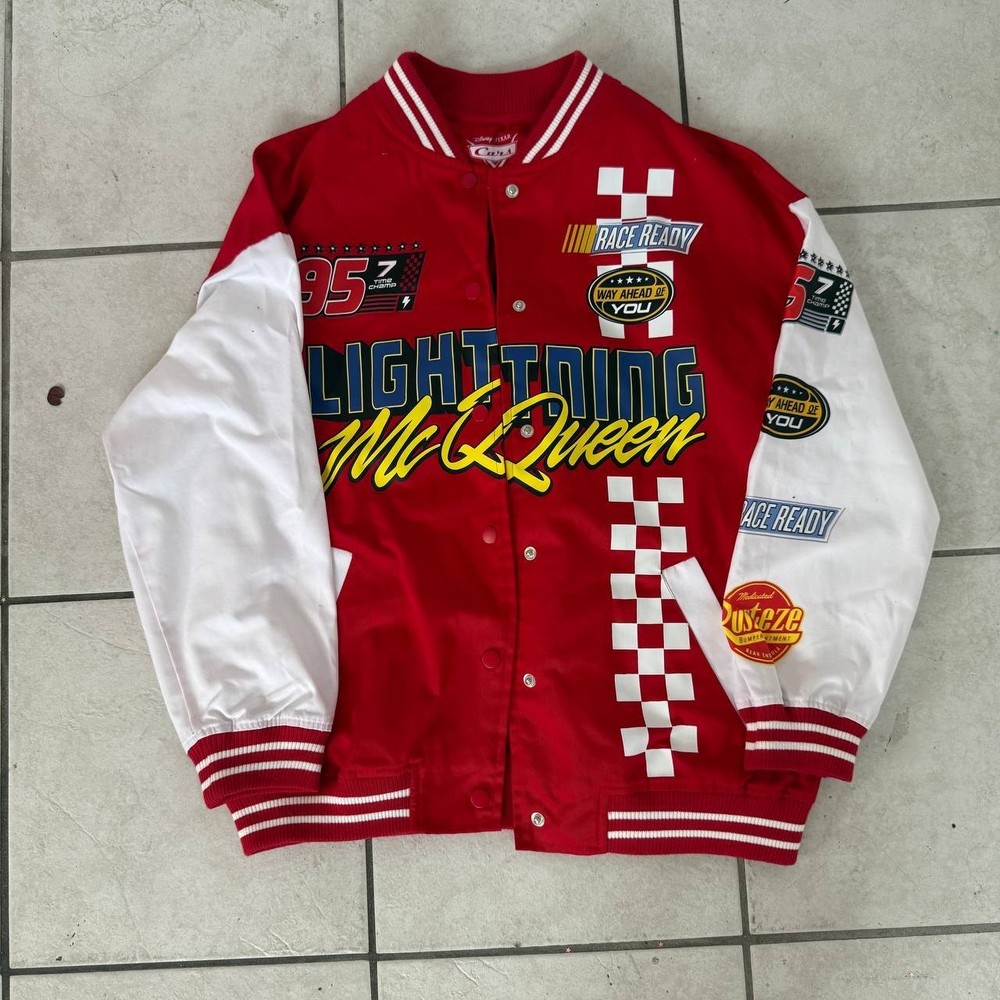 Disney Pixar Cars Lightning McQueen Jacket Red Varsity Men M