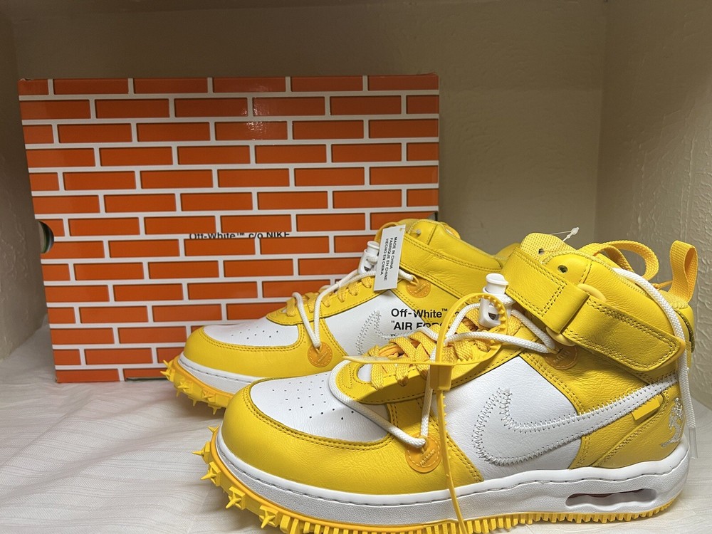 Nike Off-White x Air Force 1 Mid SP Varsity Maize Men Size 9.5 Brand New