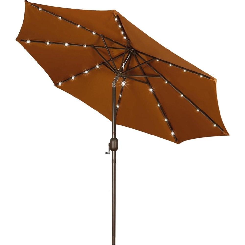 9 ft LED Crank Patio Umbrella Perfect for Outdoor Gatherings and Events