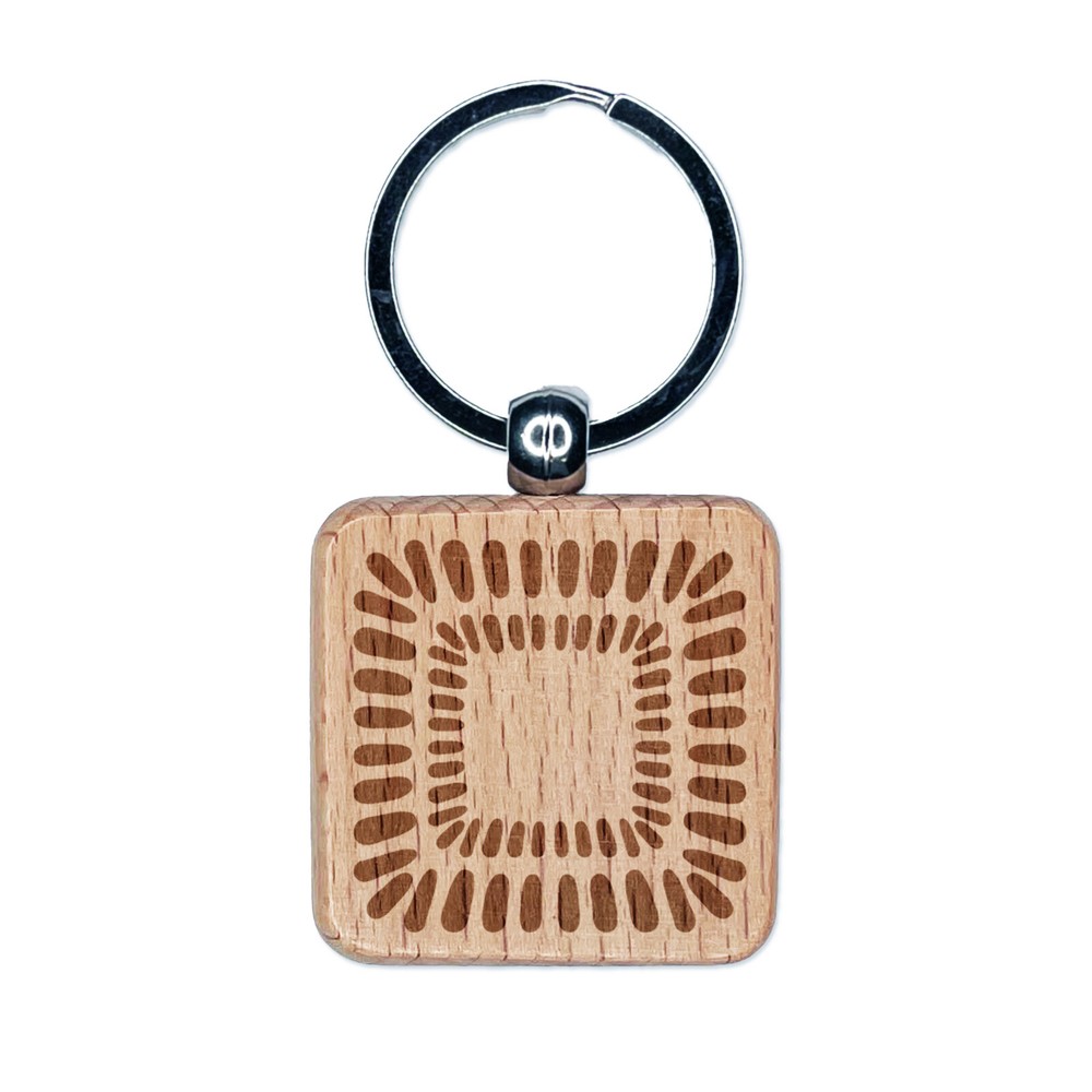 Modern Square Tile Engraved Wood Square Keychain Tag Charm