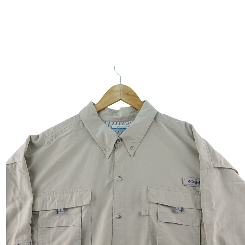 Columbia PFG Long Sleeve Fishing Shirt Men's 3X Tan Vented UPF Sun Protection