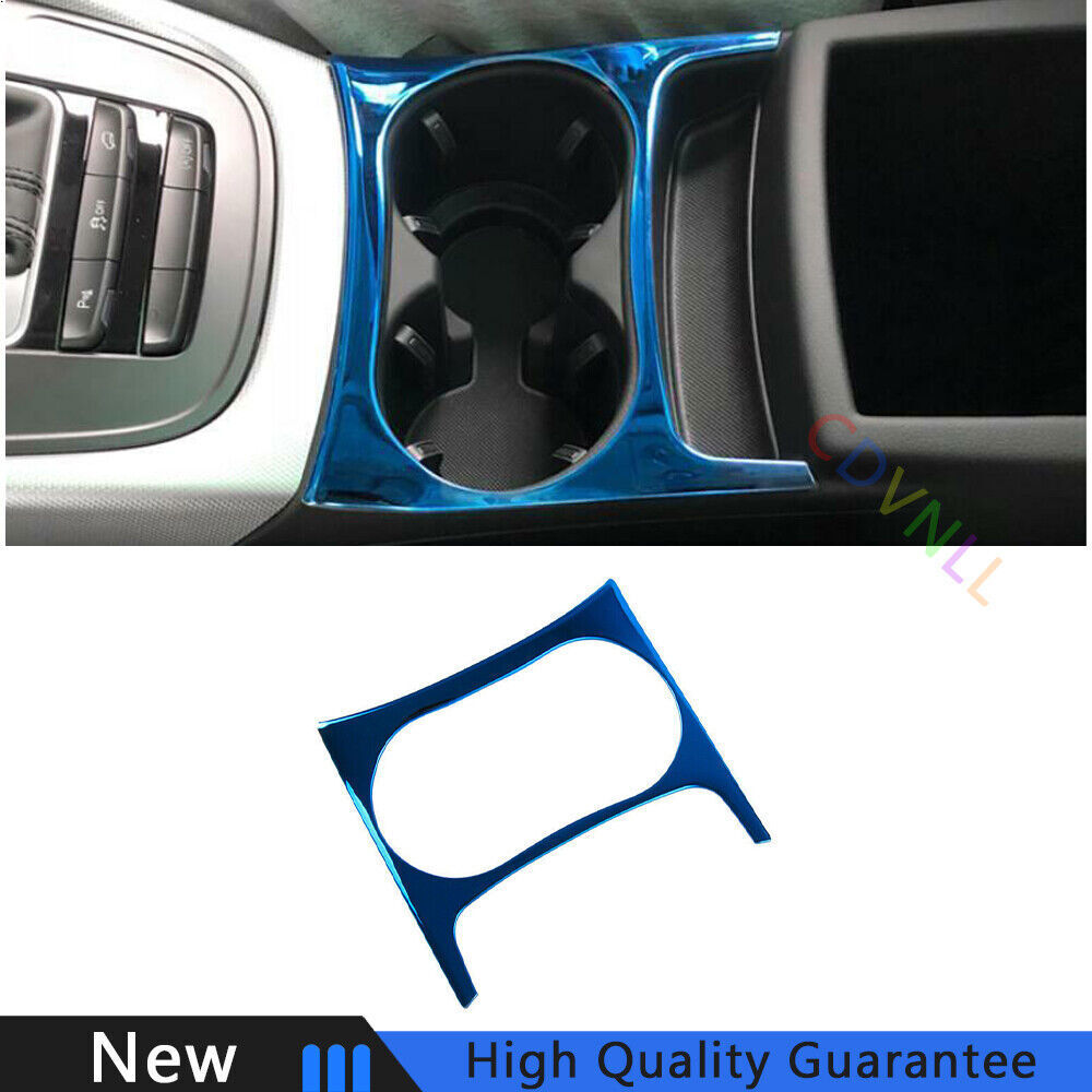 Fit For Audi Q5 2009-2017 Blue Steel Car Middle Console Water Cup Frame Trim 1*