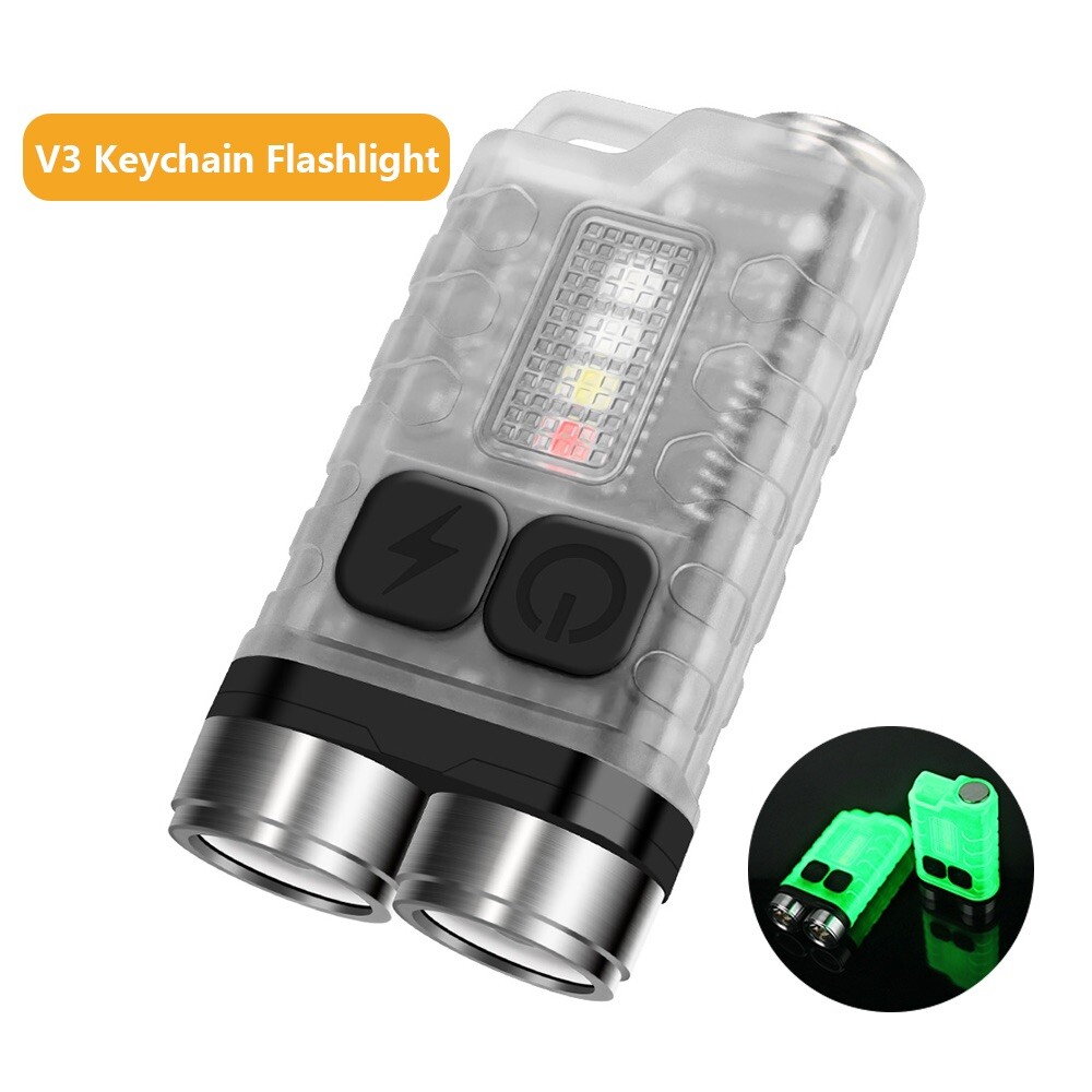 Rechargeable Mini EDC Keychain Flashlight Compact Pocket COB Light Night