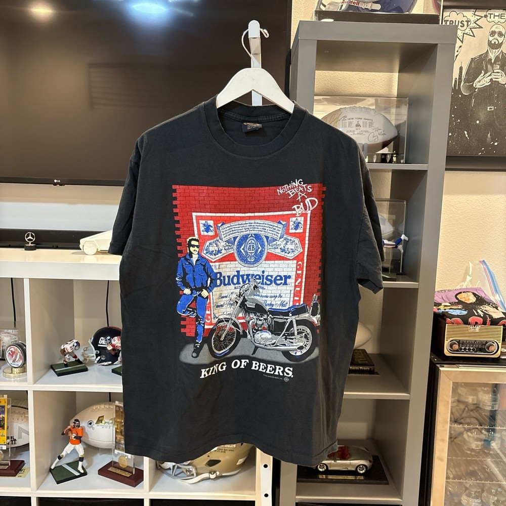 RARE Vintage Style 1993 Single Stitch Budweiser Biker Promo BOOT Changes Tee XL