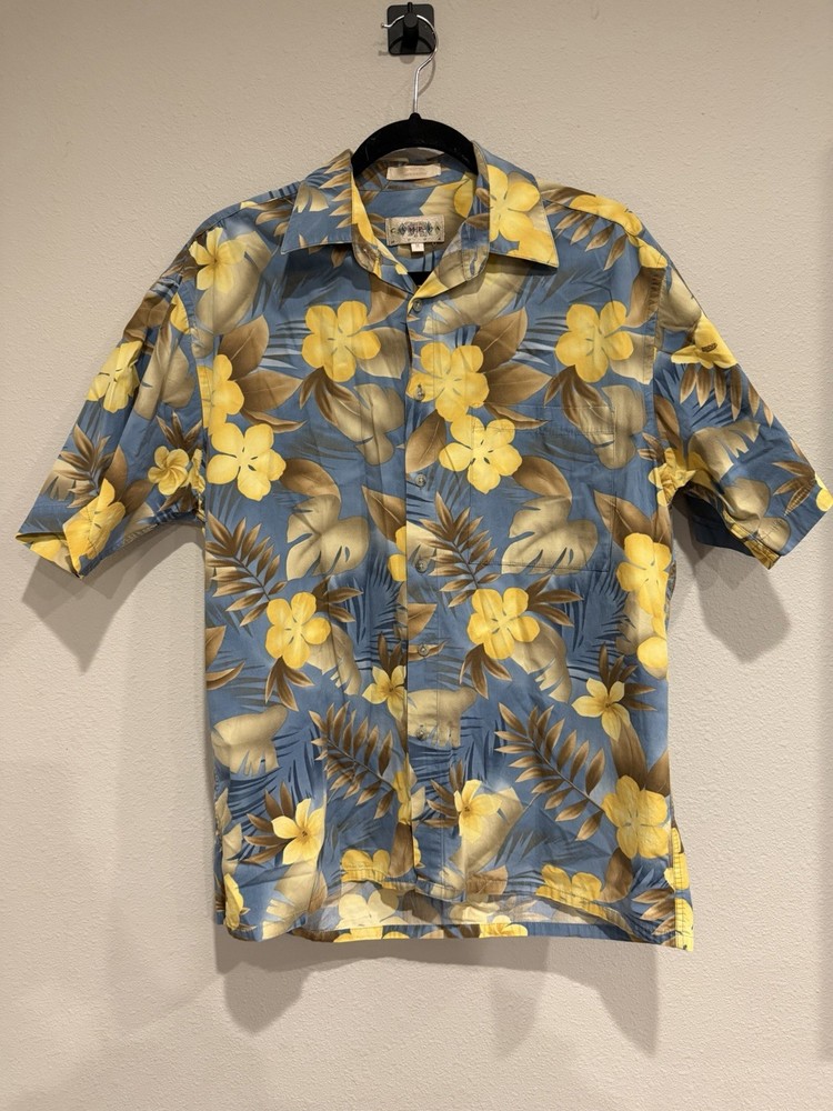 Campia Moda Short Sleeve Button Up Shirt Hawaiian Floral Tropical  Mens Medium