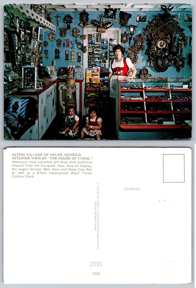 Helen, GA House of Tyrol Gift Shop Interior Alpine Village Postcard c1970s