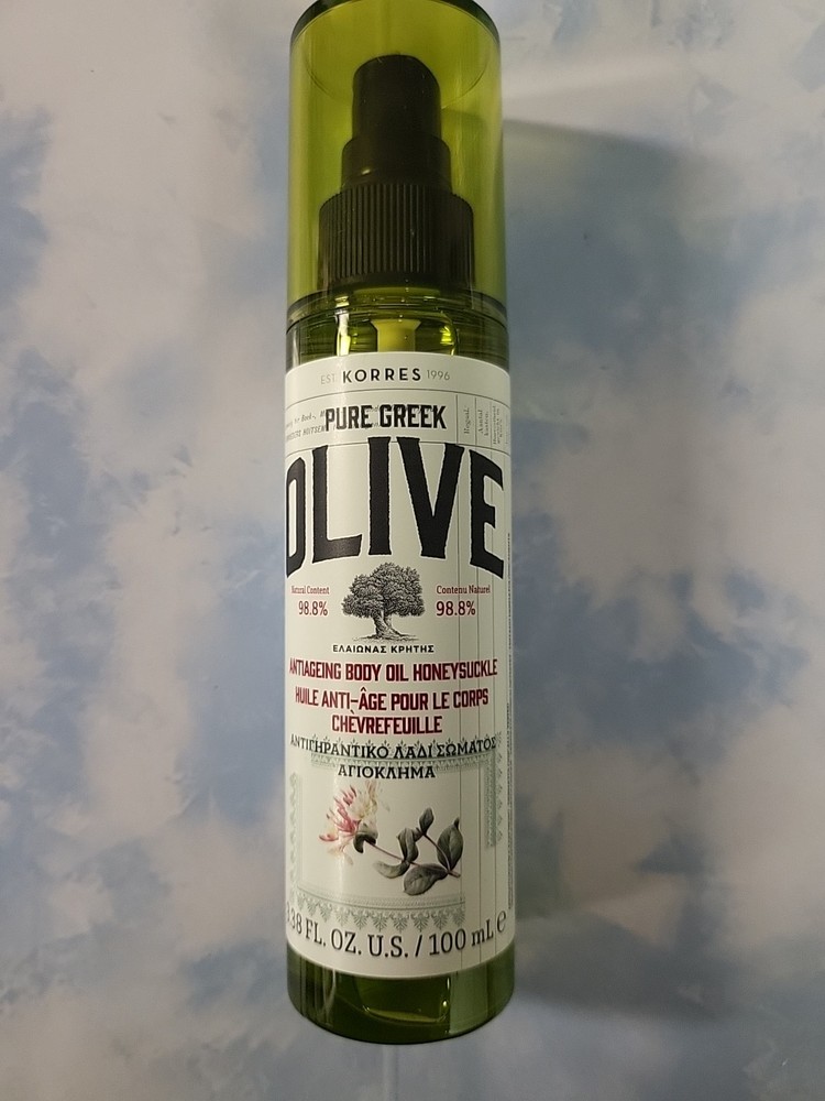 KORRES Pure Greek Olive Anti Aging Body Oil, OLIVE Honeysuckle 3.38 fl oz New