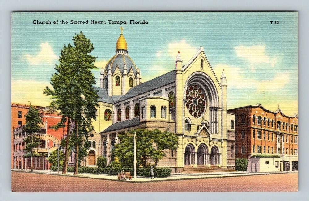Tampa FL-Florida, Church Of The Sacred Heart Vintage Souvenir Postcard