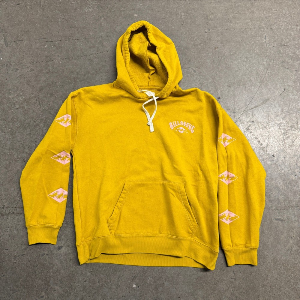 Billabong Womens Mustard Yellow Graphic Pullover Hoodie Sweatshirt Medium