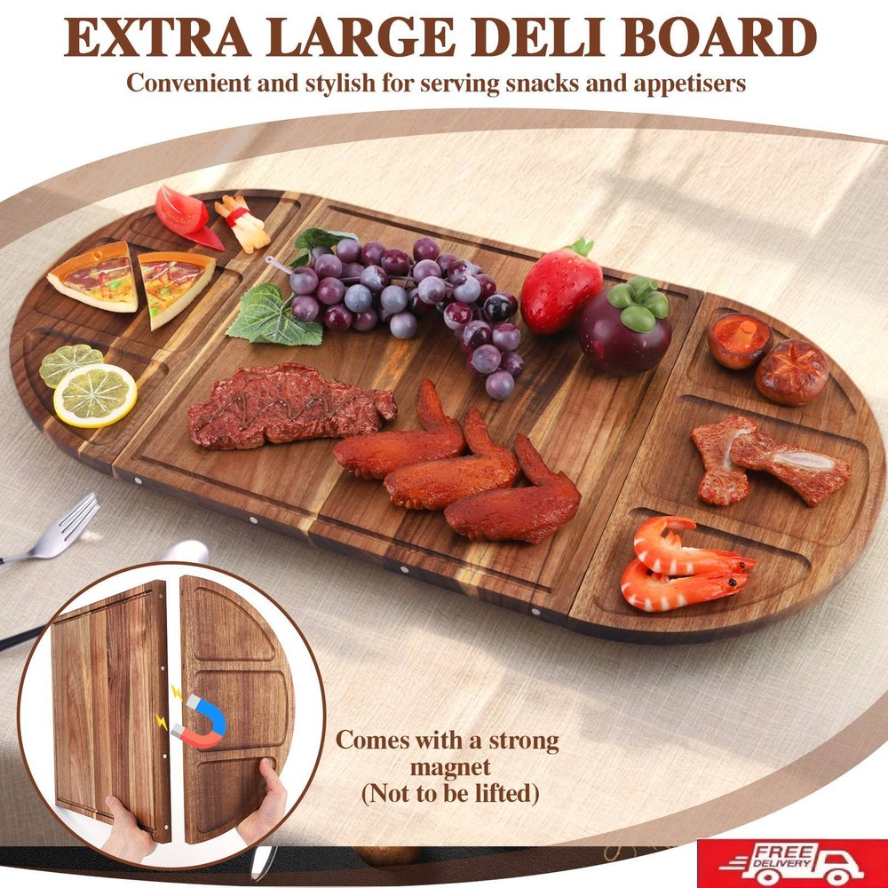 Acacia Wood Multi-Function Charcuterie Board for Serving Fruits Vegetables Snacks  -image