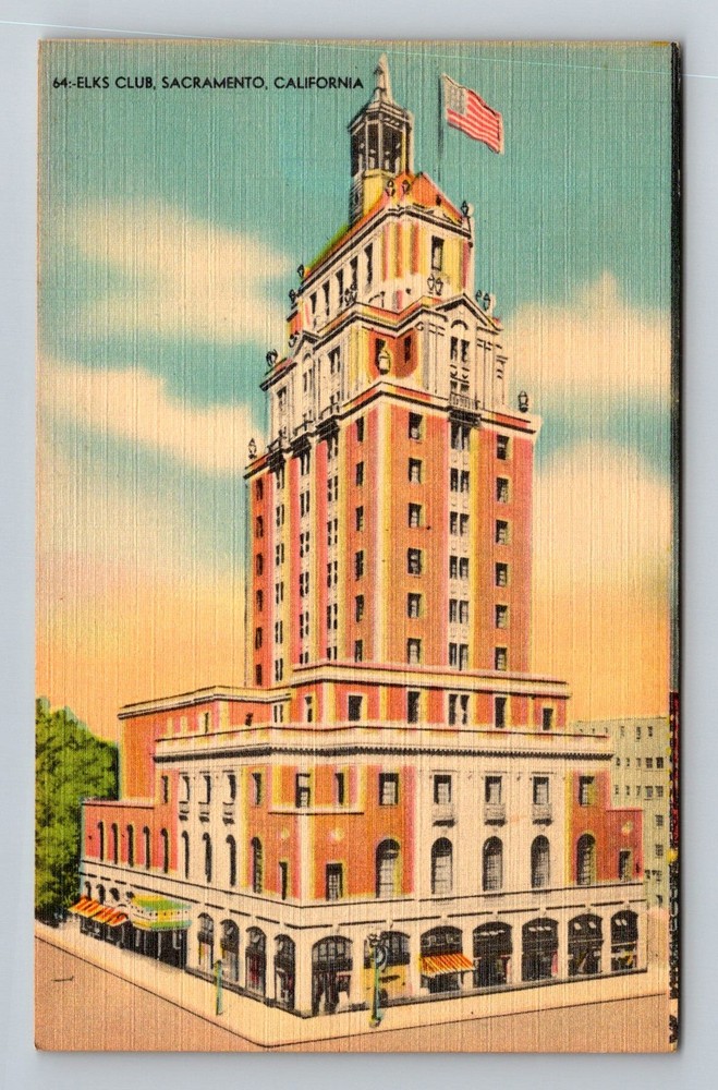 Sacramento, CA-California Elks Club Tower Building Architecture Vintage Postcard