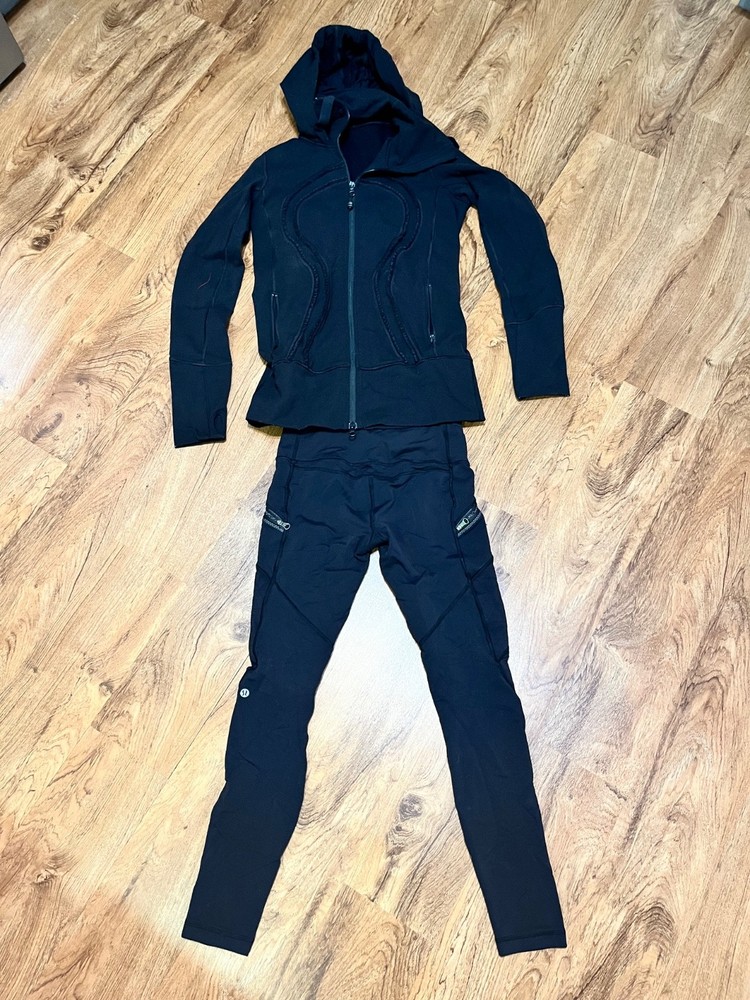 Lululemon Women's Athletica Define Hooded Jacket & Leggings Set Black Size 4 / 6
