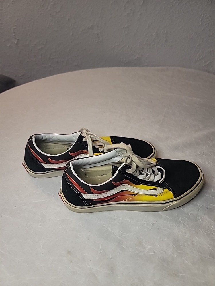 Vans Old Skool Flame Unisex M 9.5 W11 Black/ Yellow Athletic Sneakers 500714