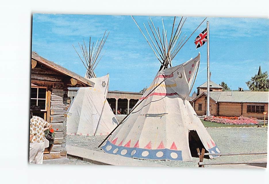 Postcard Indian Teepees Fort Macleod Alberta Canada