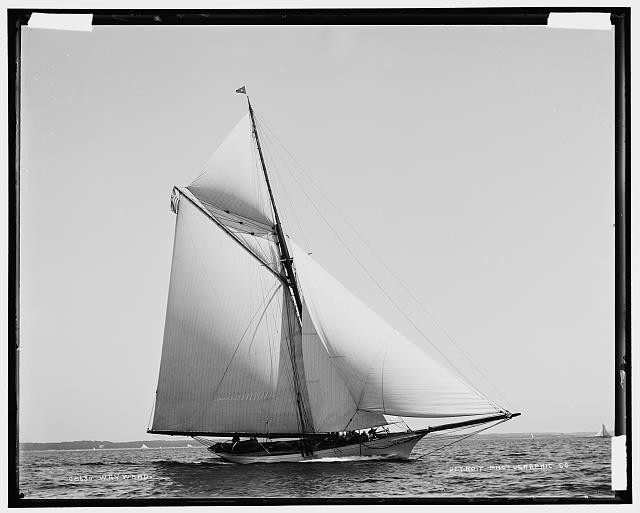 Photo:Wayward Yacht Sailing 1890s Sailboat on Water Detroit Publishing