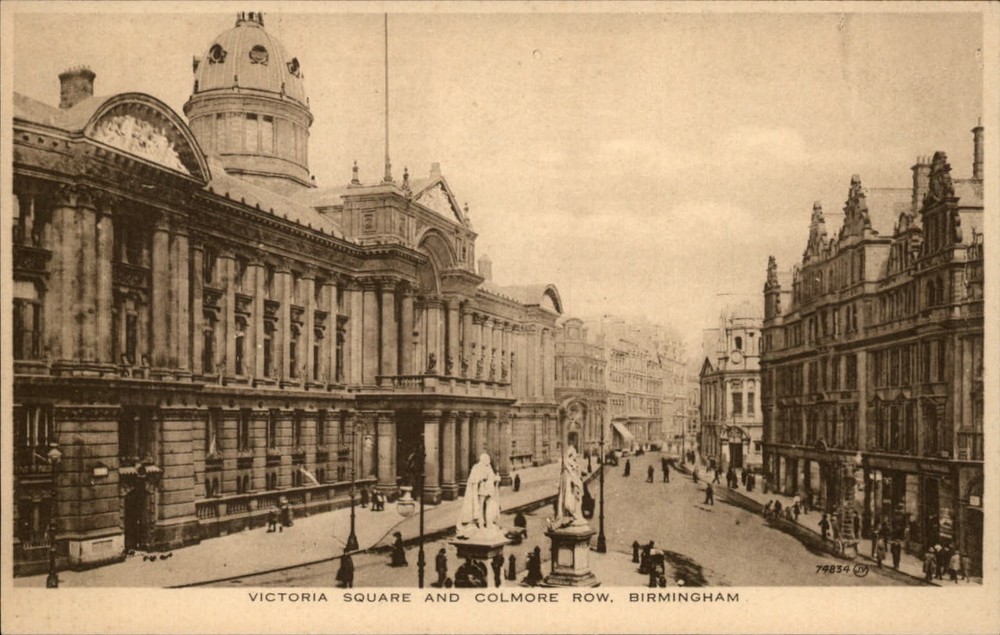 Birmingham West Midlands Co England Victoria Square Colmore Row unused postcard