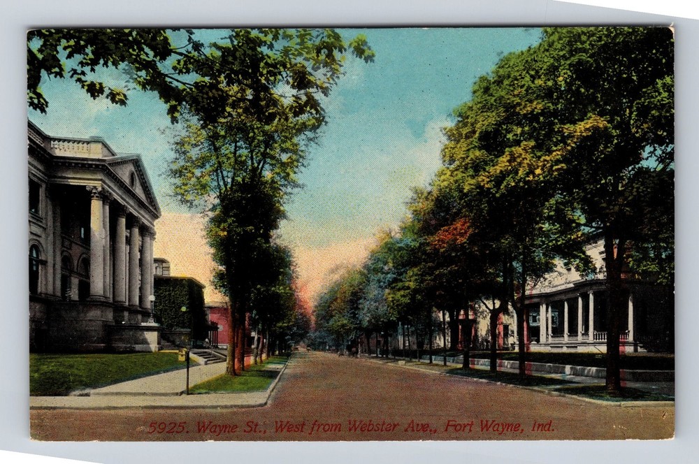 Fort Wayne IN-Indiana Wayne Street West From Webster Avenue Vintage Postcard